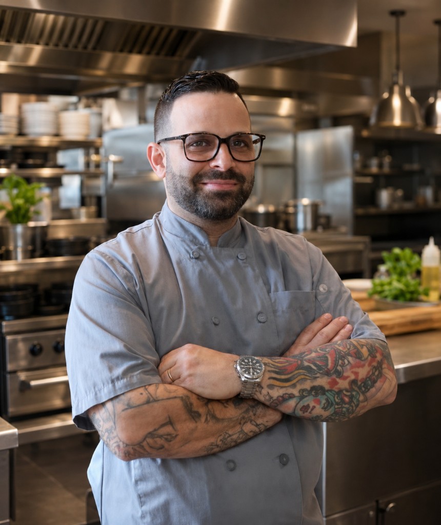 Chef Leo Velazquez in his kitchen